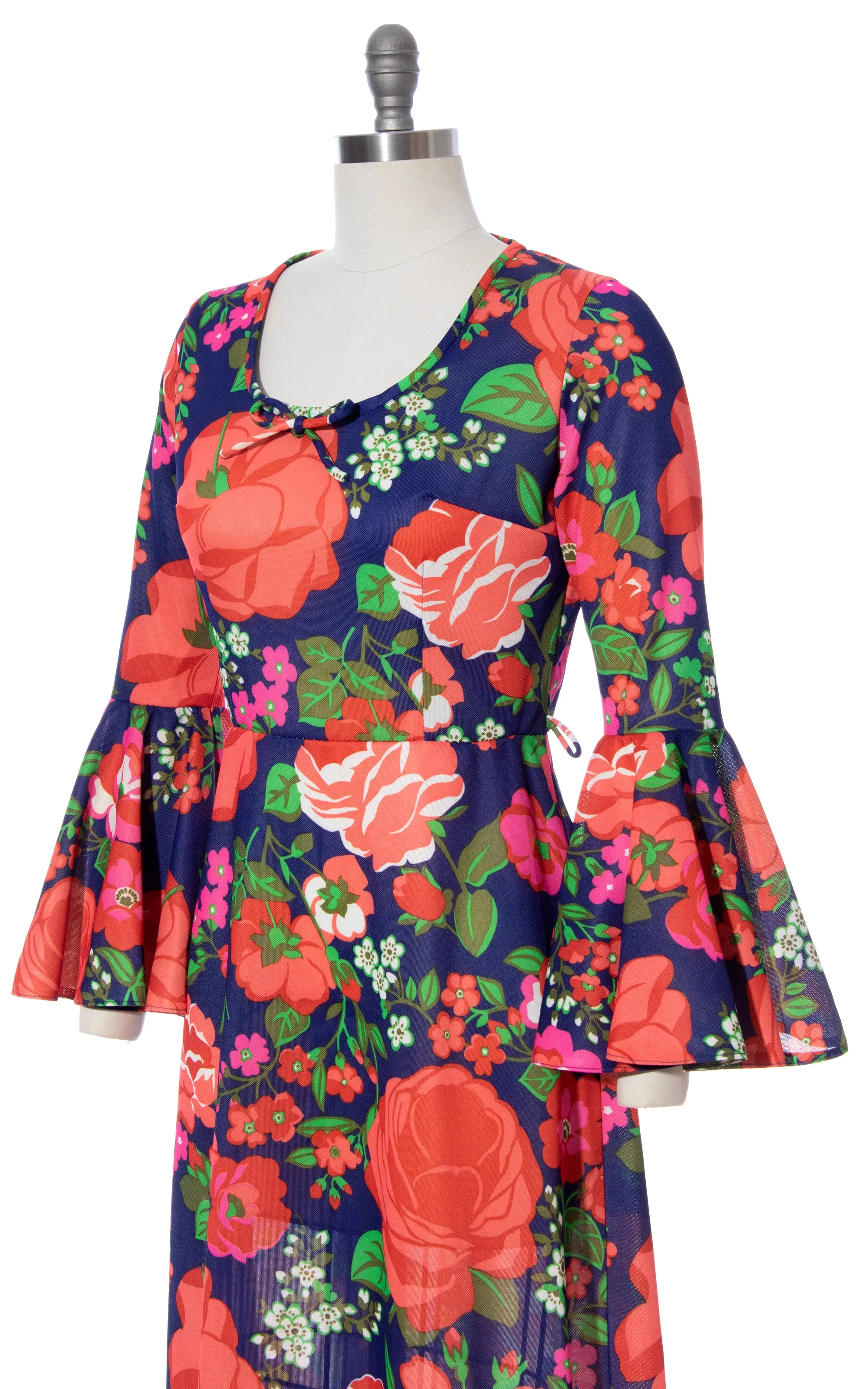 1970s Circle Sleeve Floral Maxi Dress | medium