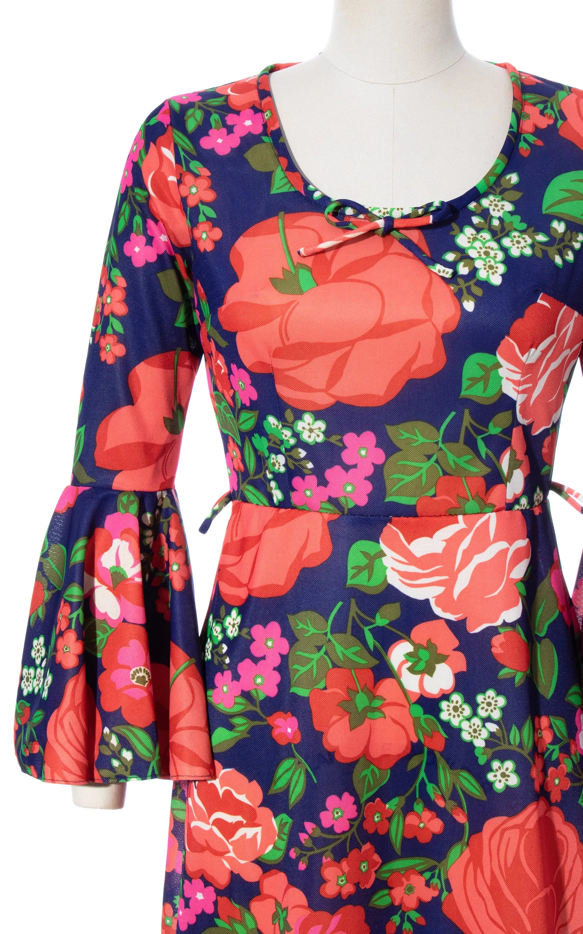 1970s Circle Sleeve Floral Maxi Dress | medium