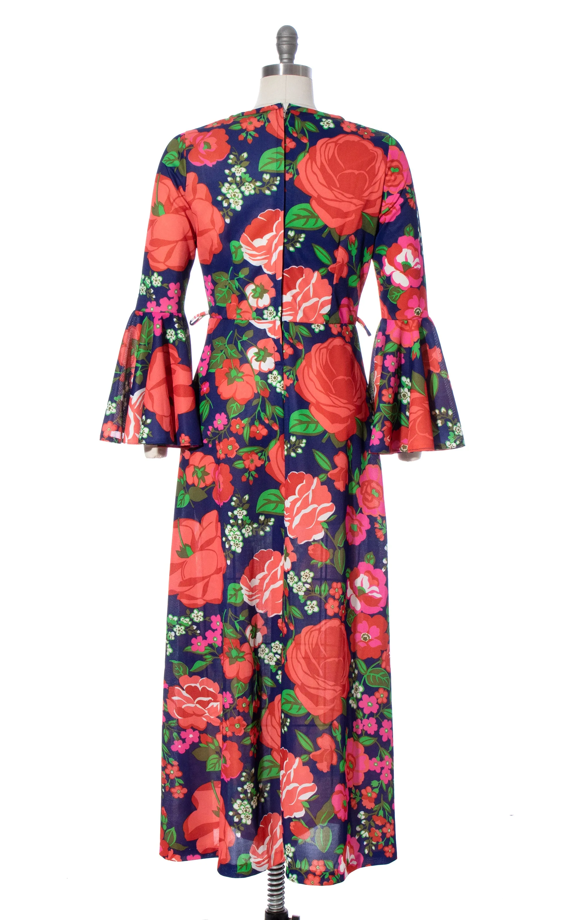 1970s Circle Sleeve Floral Maxi Dress | medium