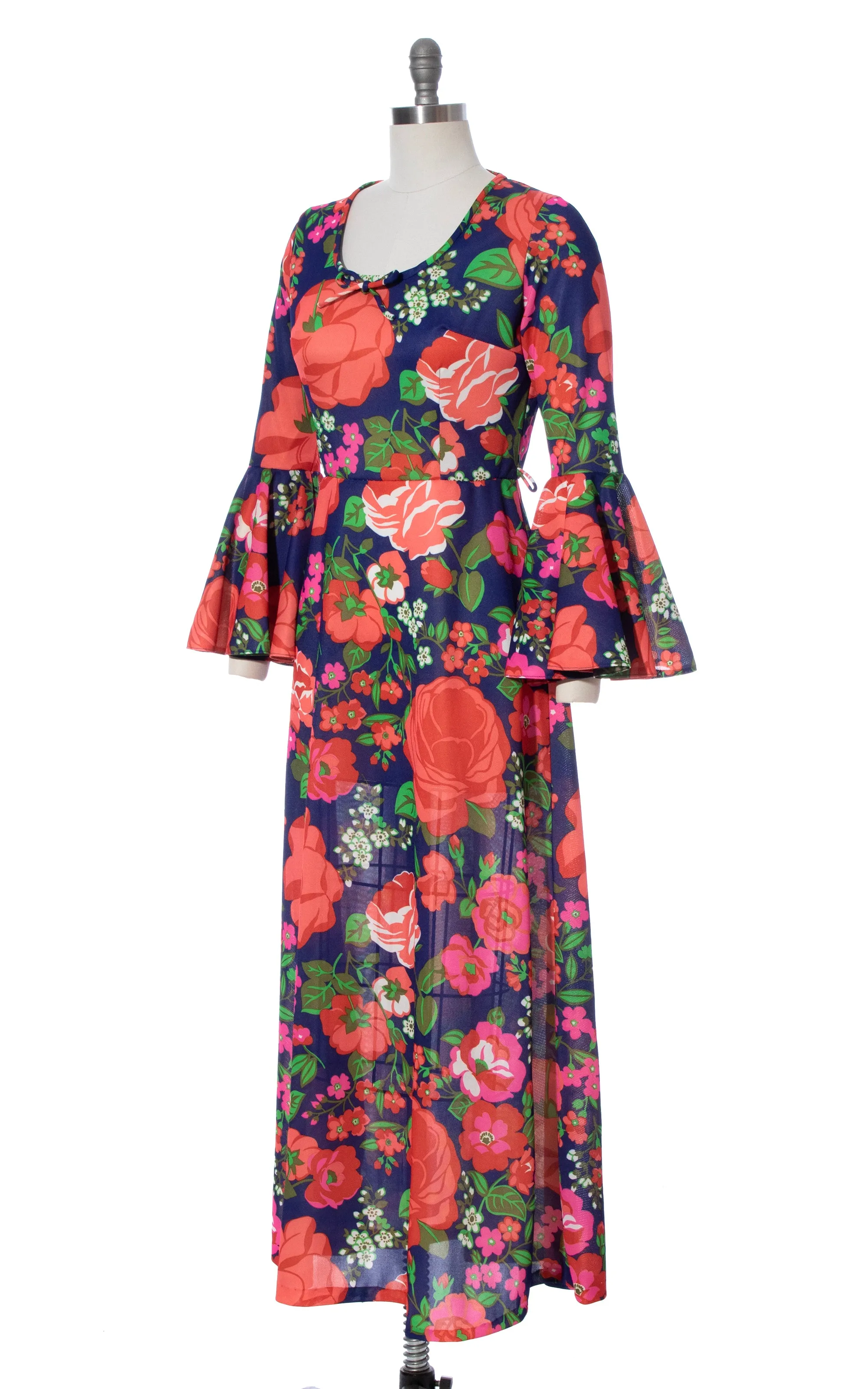 1970s Circle Sleeve Floral Maxi Dress | medium