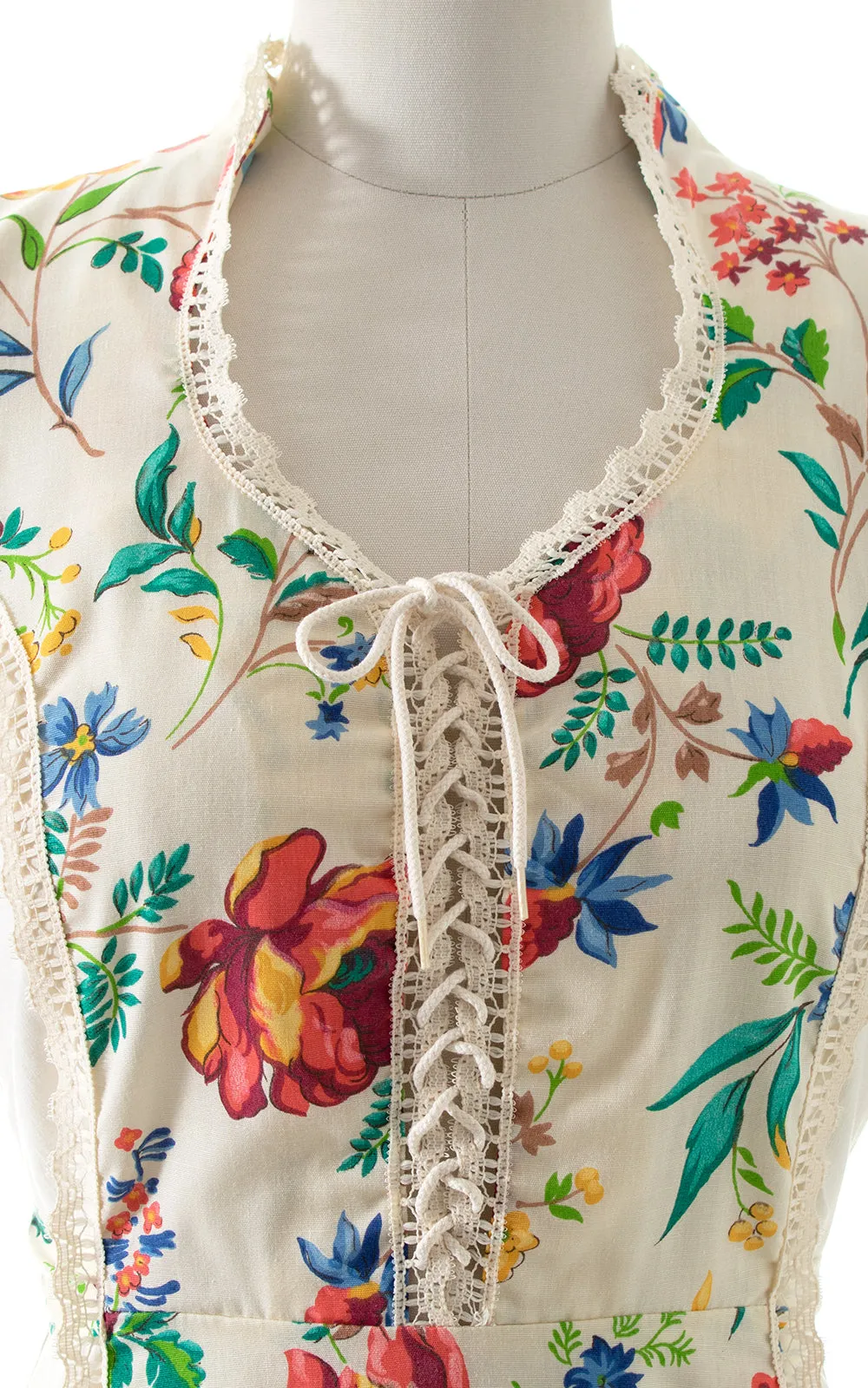 1970s Gunne Sax Style Floral Prairie Dress | small/medium