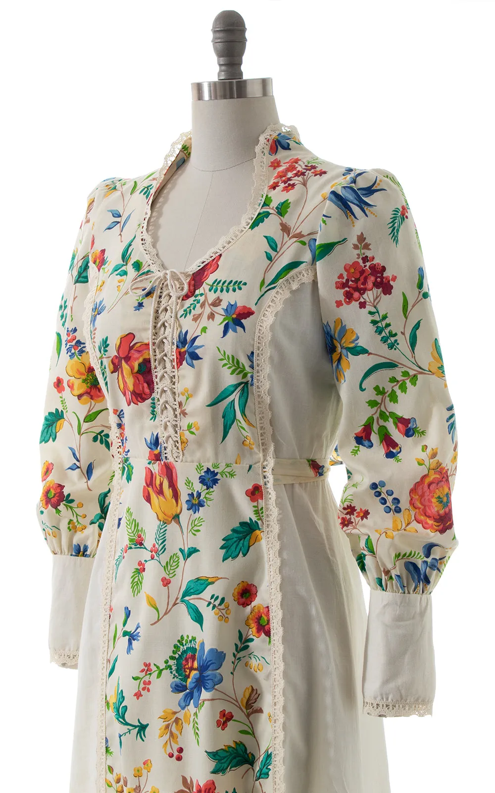 1970s Gunne Sax Style Floral Prairie Dress | small/medium