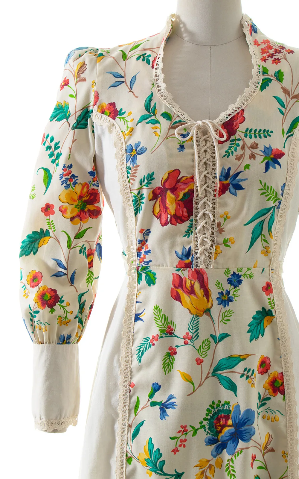 1970s Gunne Sax Style Floral Prairie Dress | small/medium