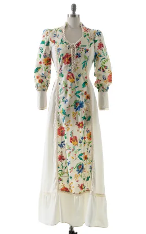 1970s Gunne Sax Style Floral Prairie Dress | small/medium