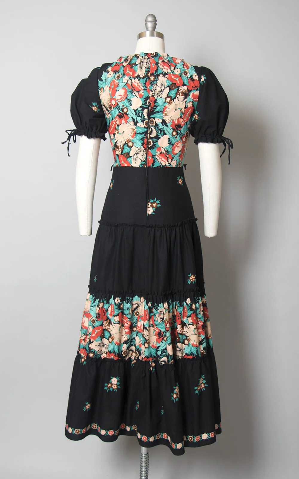$50 & UNDER SALE || 1970s Floral Cotton Tiered Peasant Dress | small/medium