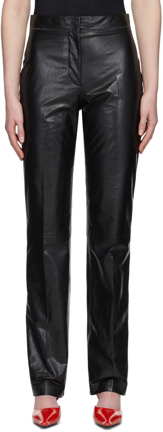 Acne Studios Black Pressed Leather Trousers