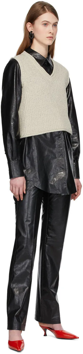 Acne Studios Black Pressed Leather Trousers