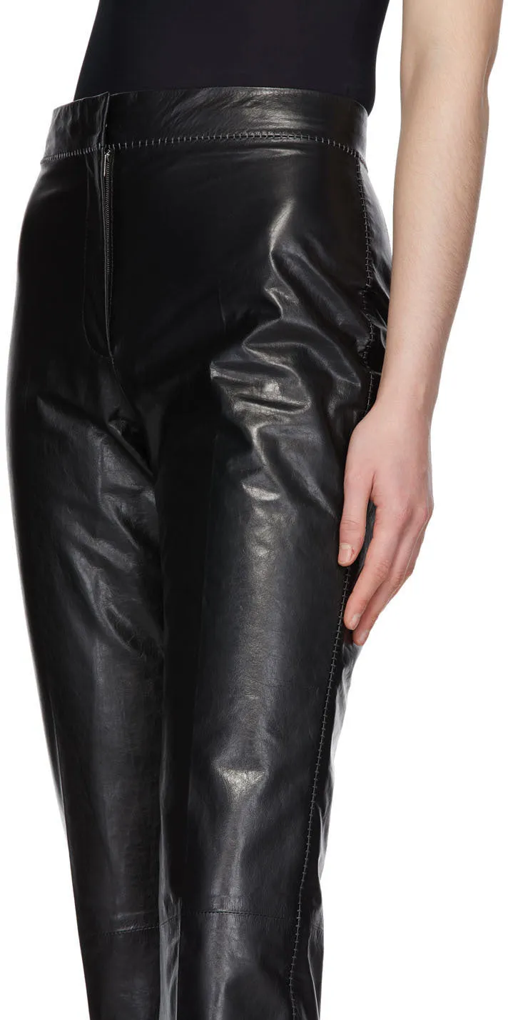 Acne Studios Black Pressed Leather Trousers