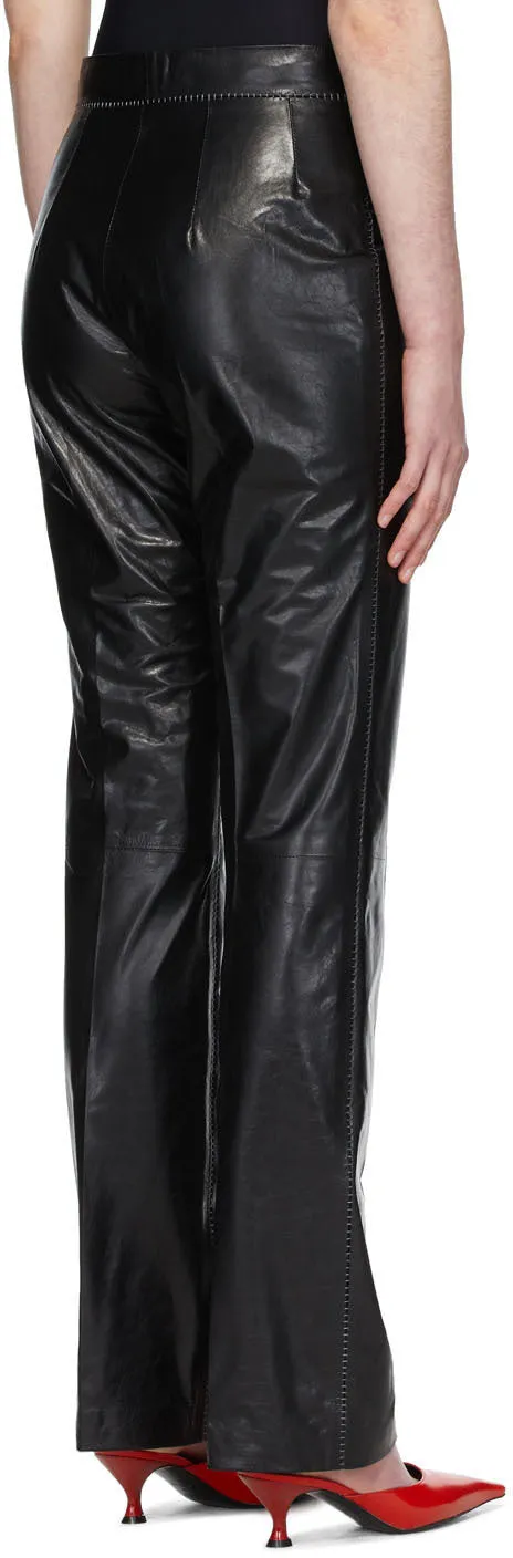 Acne Studios Black Pressed Leather Trousers