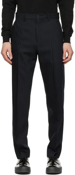 Acne Studios Navy Wool Pinstripe Trousers