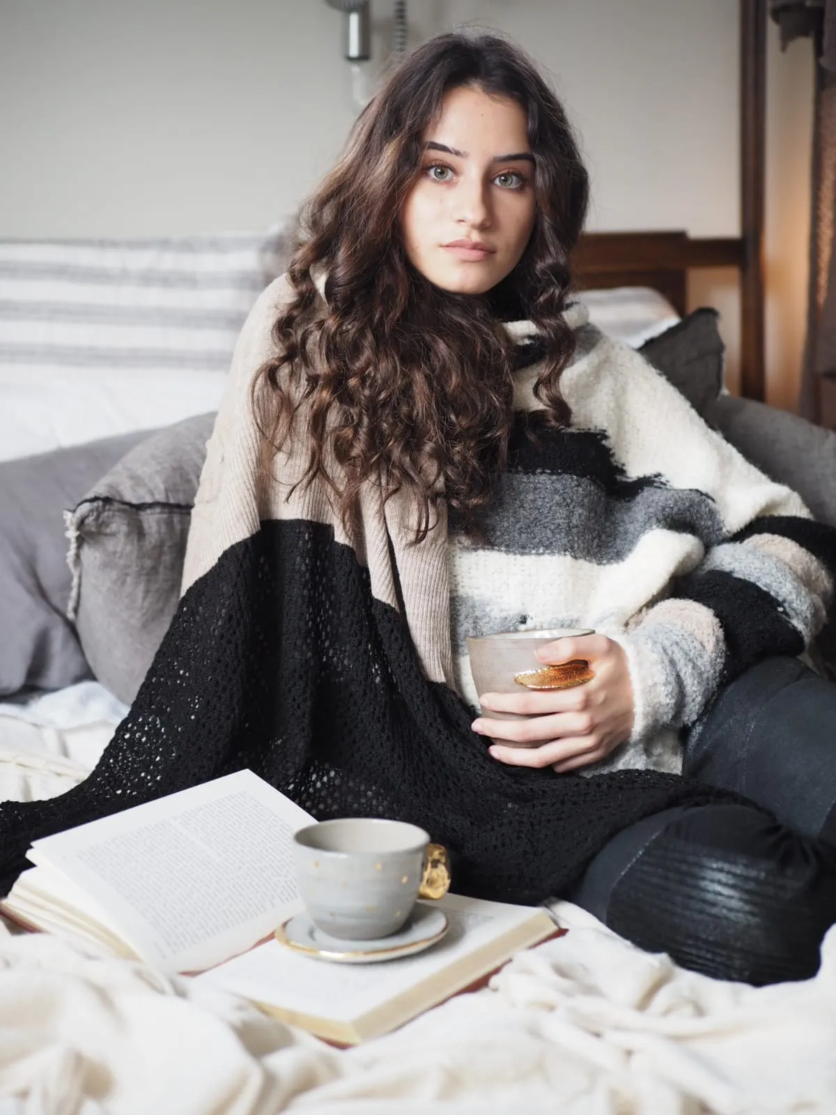 Amano Aztec jacquard funnel neck sweater