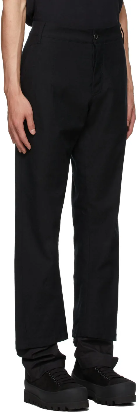 Ann Demeulemeester Black Cotton Double Hem Trousers