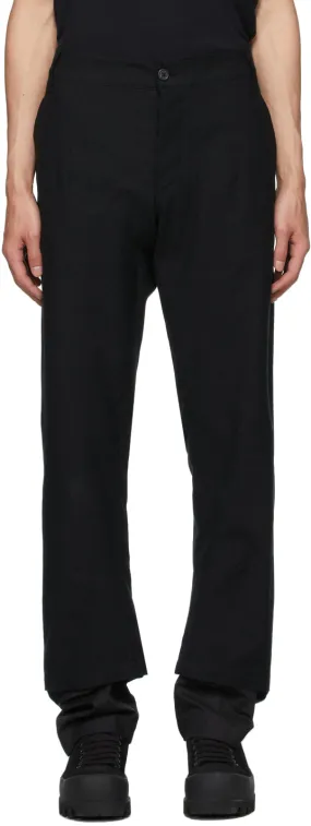 Ann Demeulemeester Black Cotton Double Hem Trousers