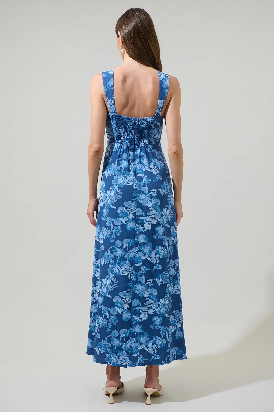 Bary Floral Smocked Maxi Dress