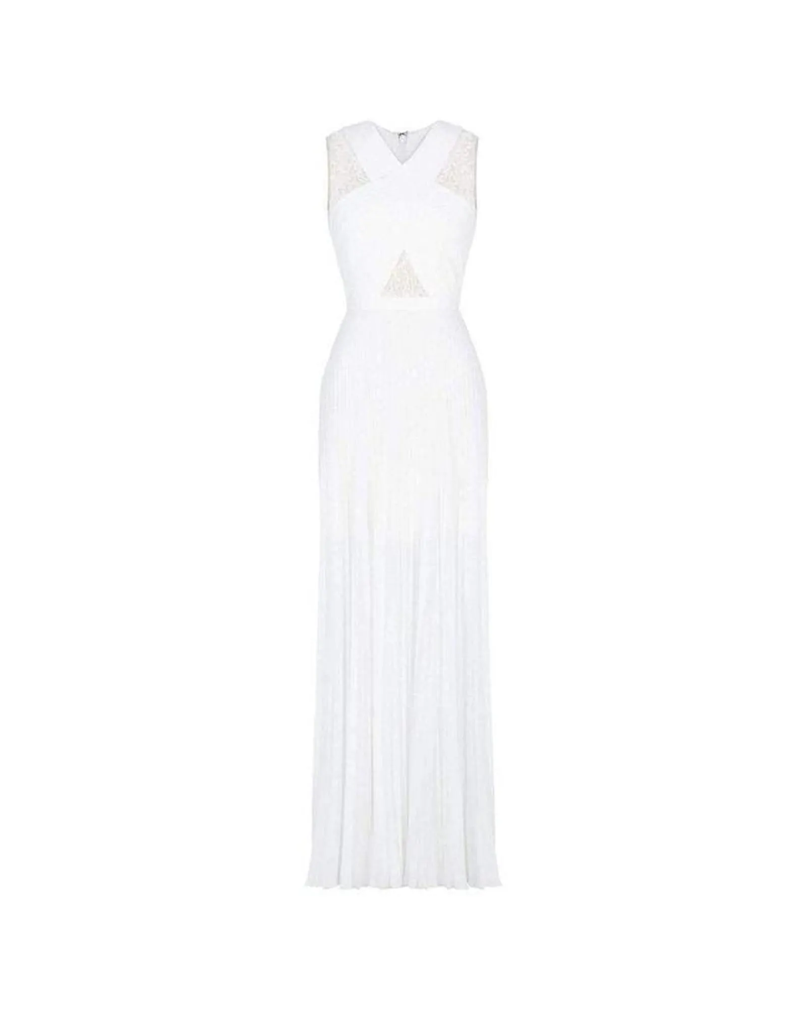 BCBGMAXAZRIA  Pleated Lace Maxi Dress - White