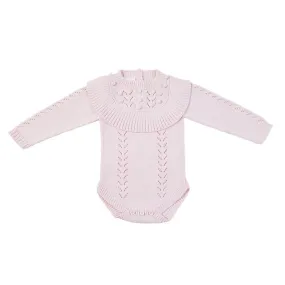Billy Hand Knit Ruffle Onesie - Soft Pink