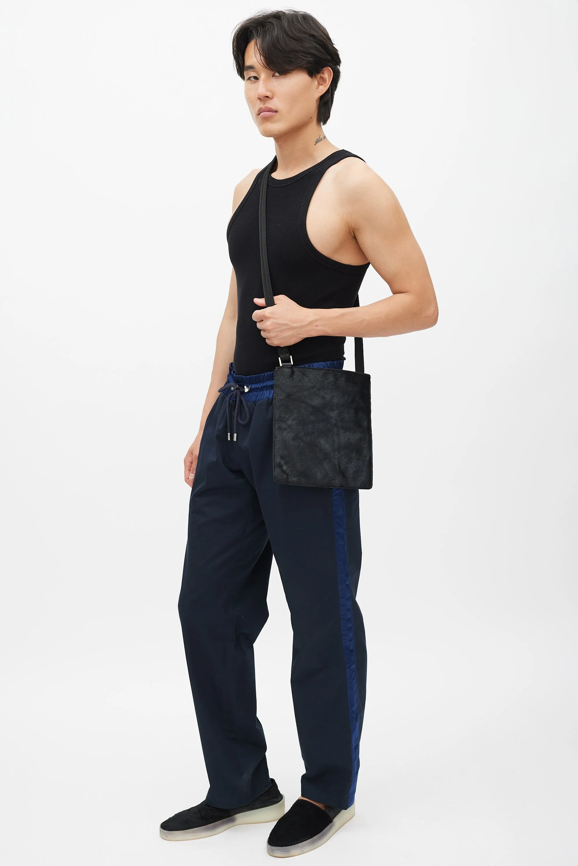 Black & Navy Drawstring Trouser