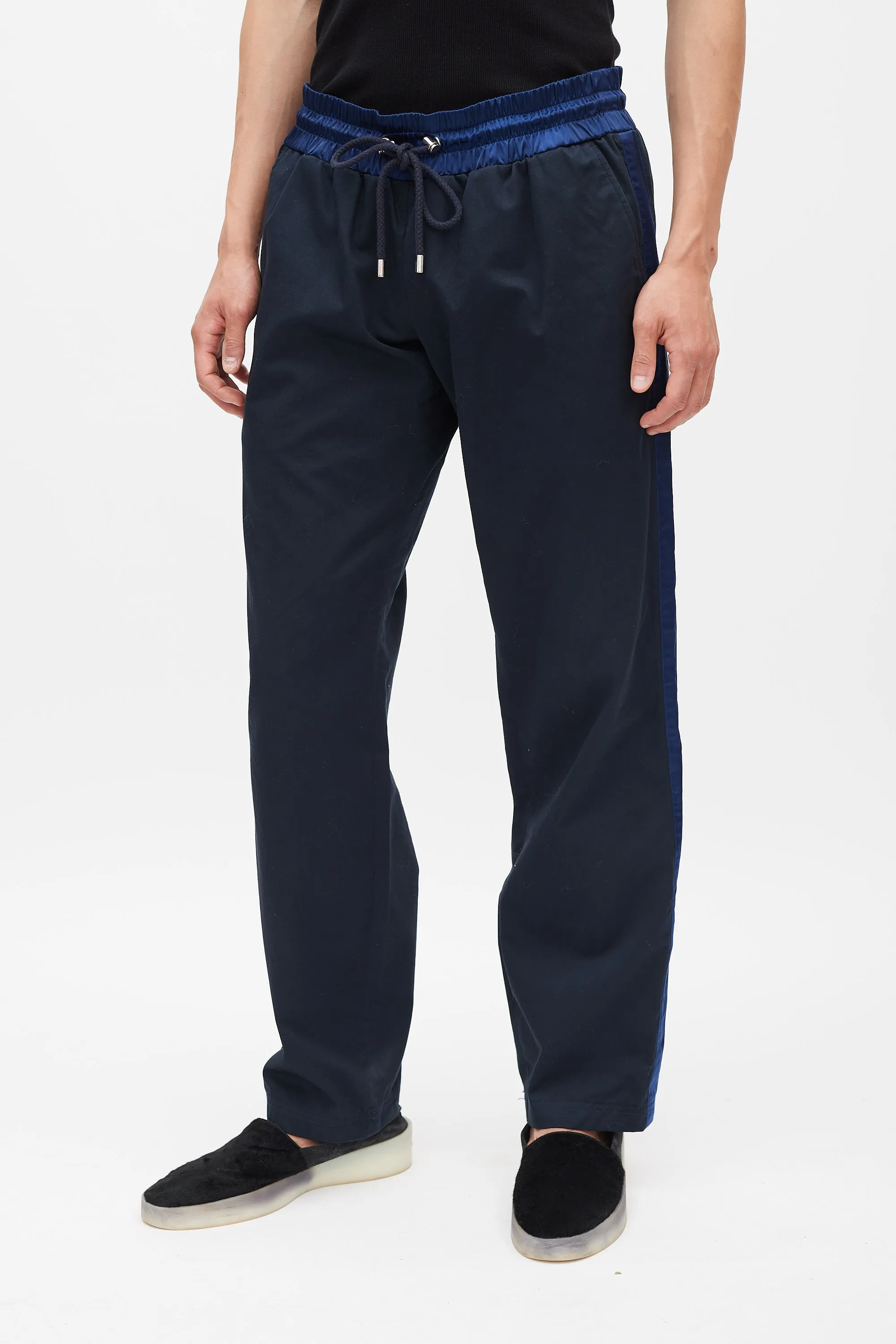 Black & Navy Drawstring Trouser