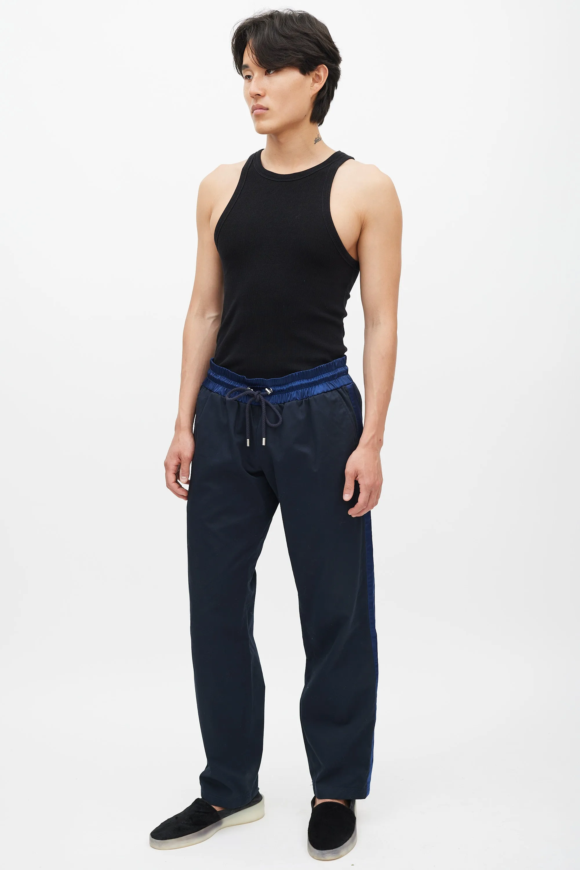 Black & Navy Drawstring Trouser