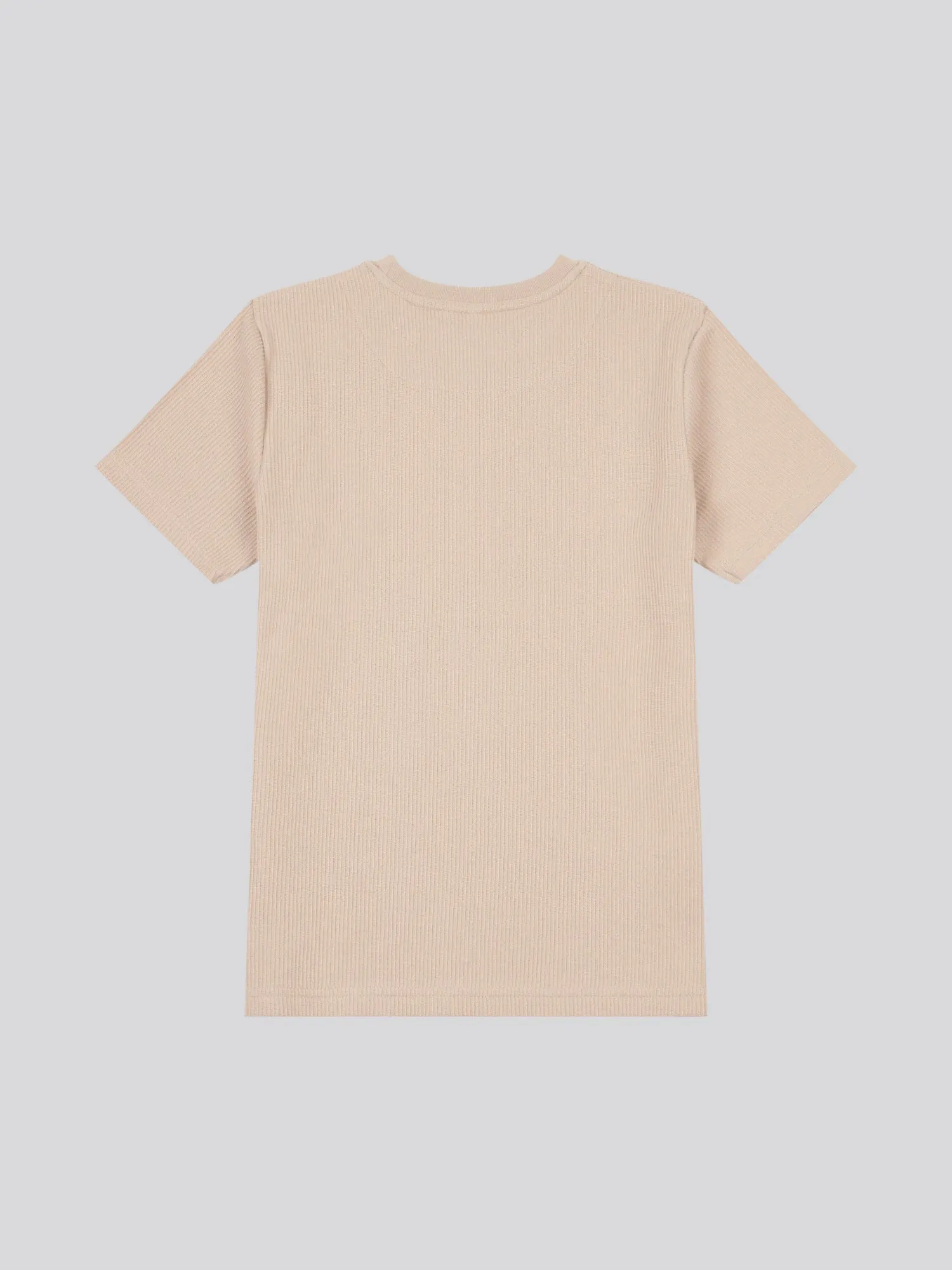 Boys Vertical Texture  T-Shirt in Doeskin