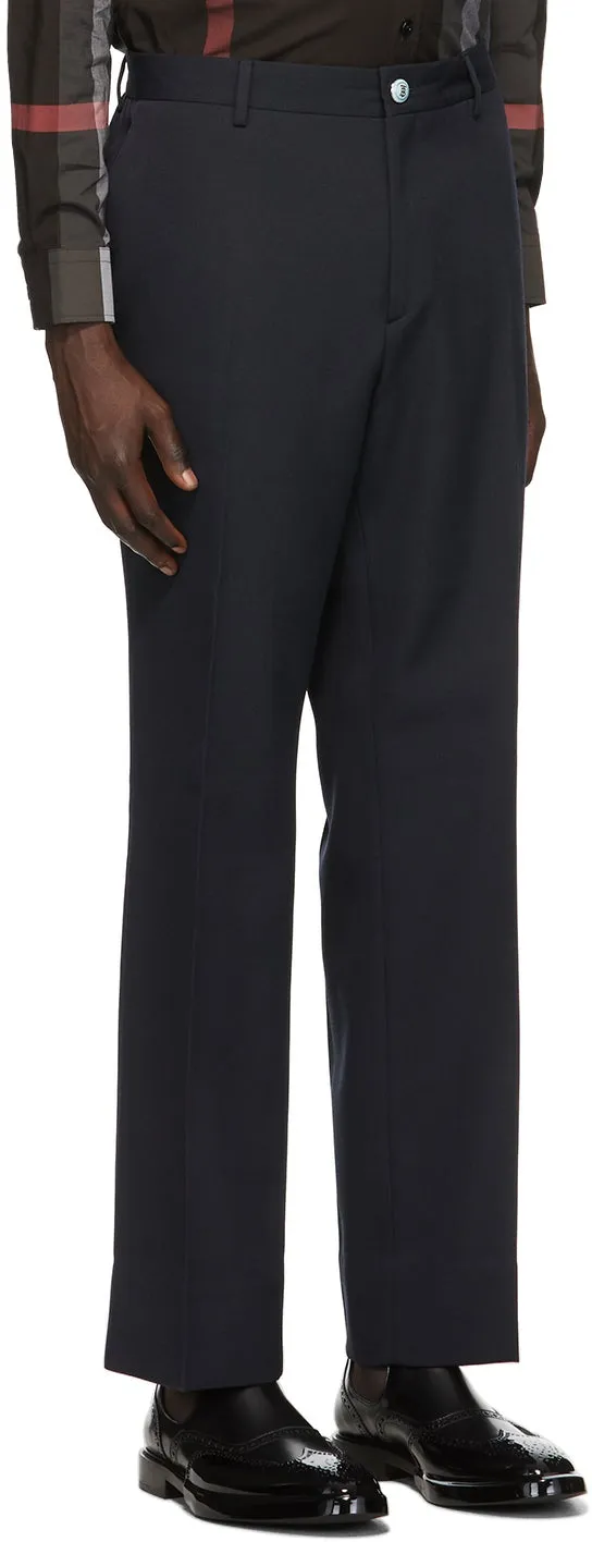 Burberry Navy Grain De Poudre Trousers