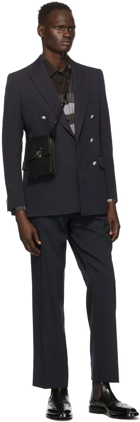 Burberry Navy Grain De Poudre Trousers