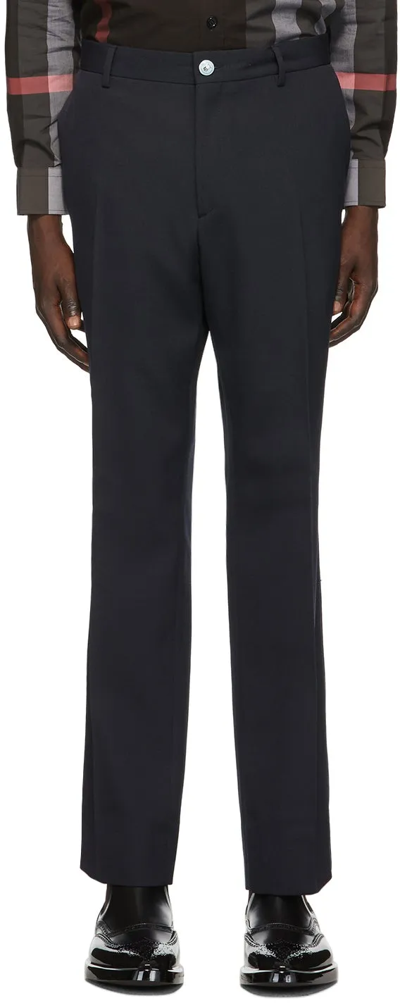 Burberry Navy Grain De Poudre Trousers
