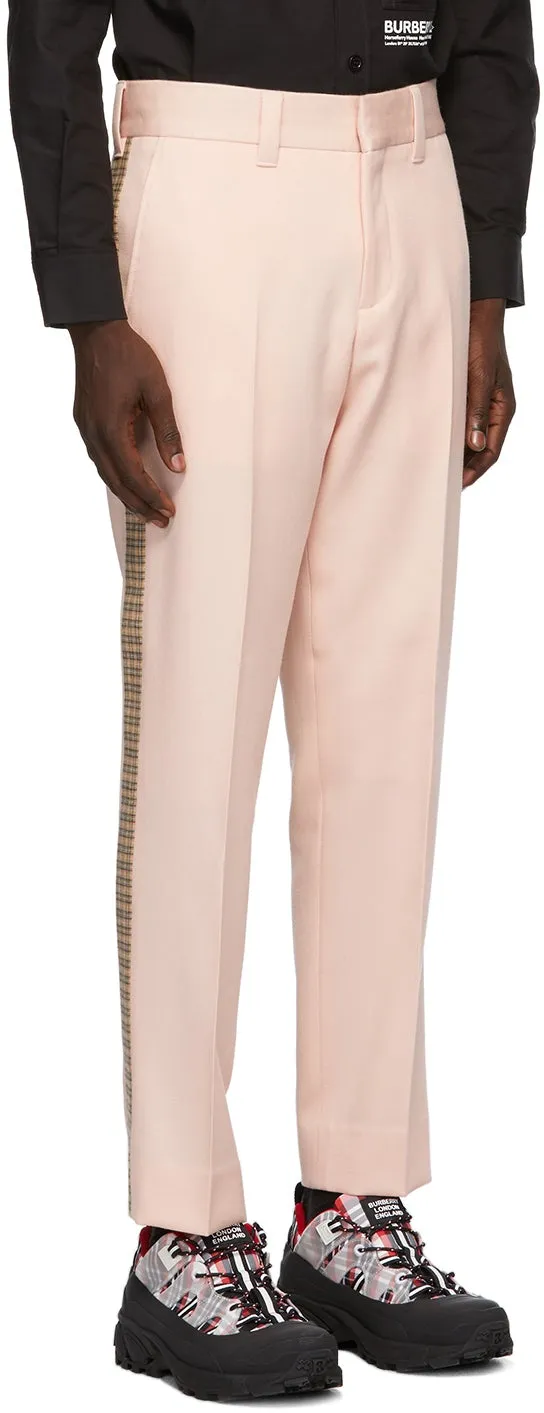 Burberry Pink Check Side Stripe Trousers