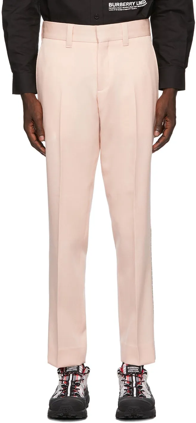 Burberry Pink Check Side Stripe Trousers