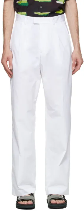 Dries Van Noten White Straight Leg Trousers