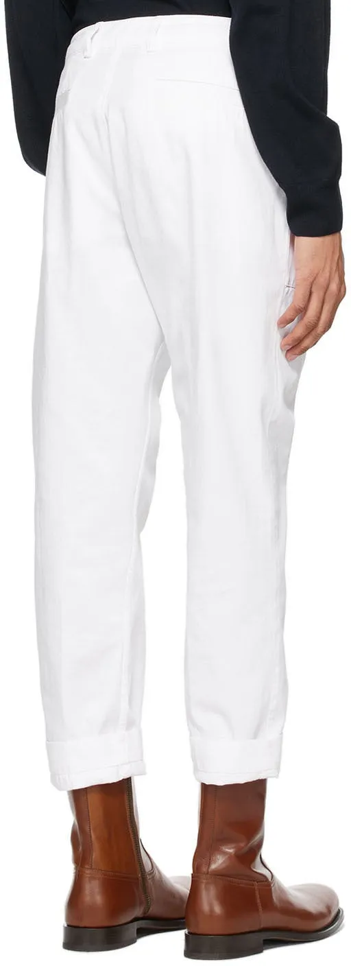 Dries Van Noten White Twill Trousers