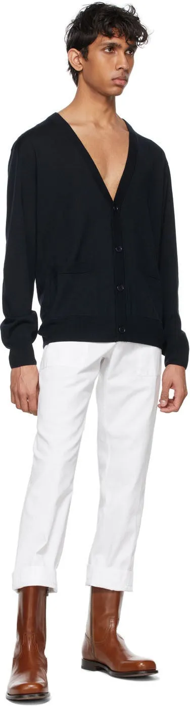 Dries Van Noten White Twill Trousers