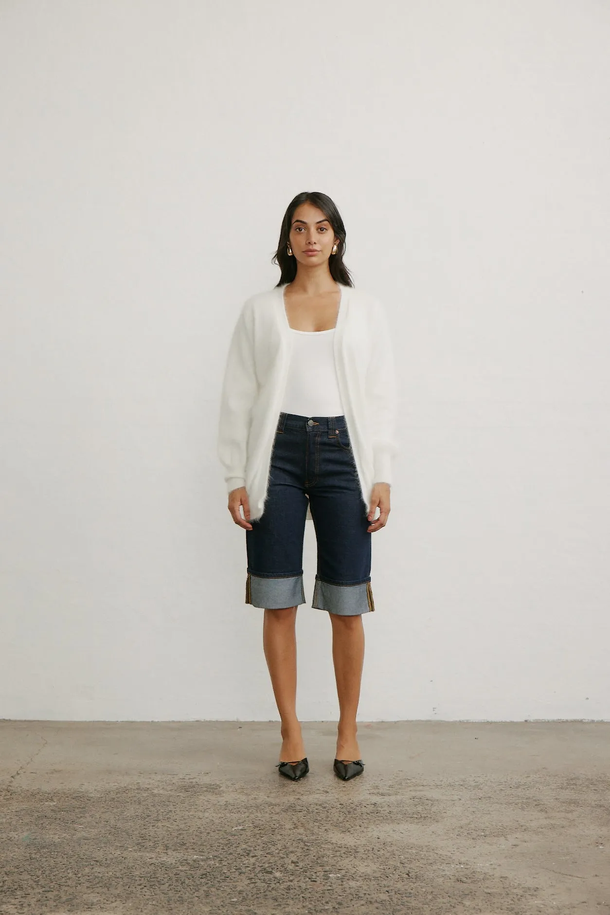 Ella Cashmere Cardigan - Snow