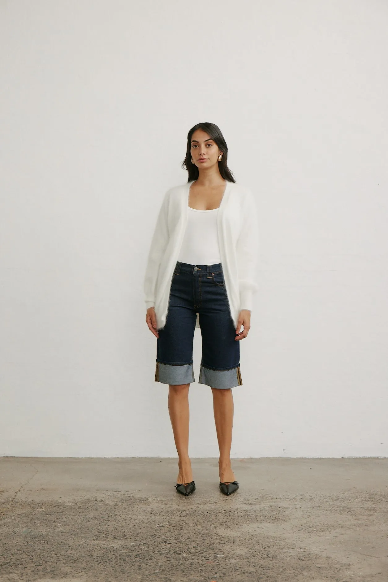 Ella Cashmere Cardigan - Snow
