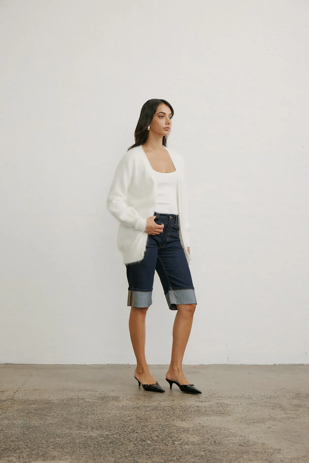 Ella Cashmere Cardigan - Snow