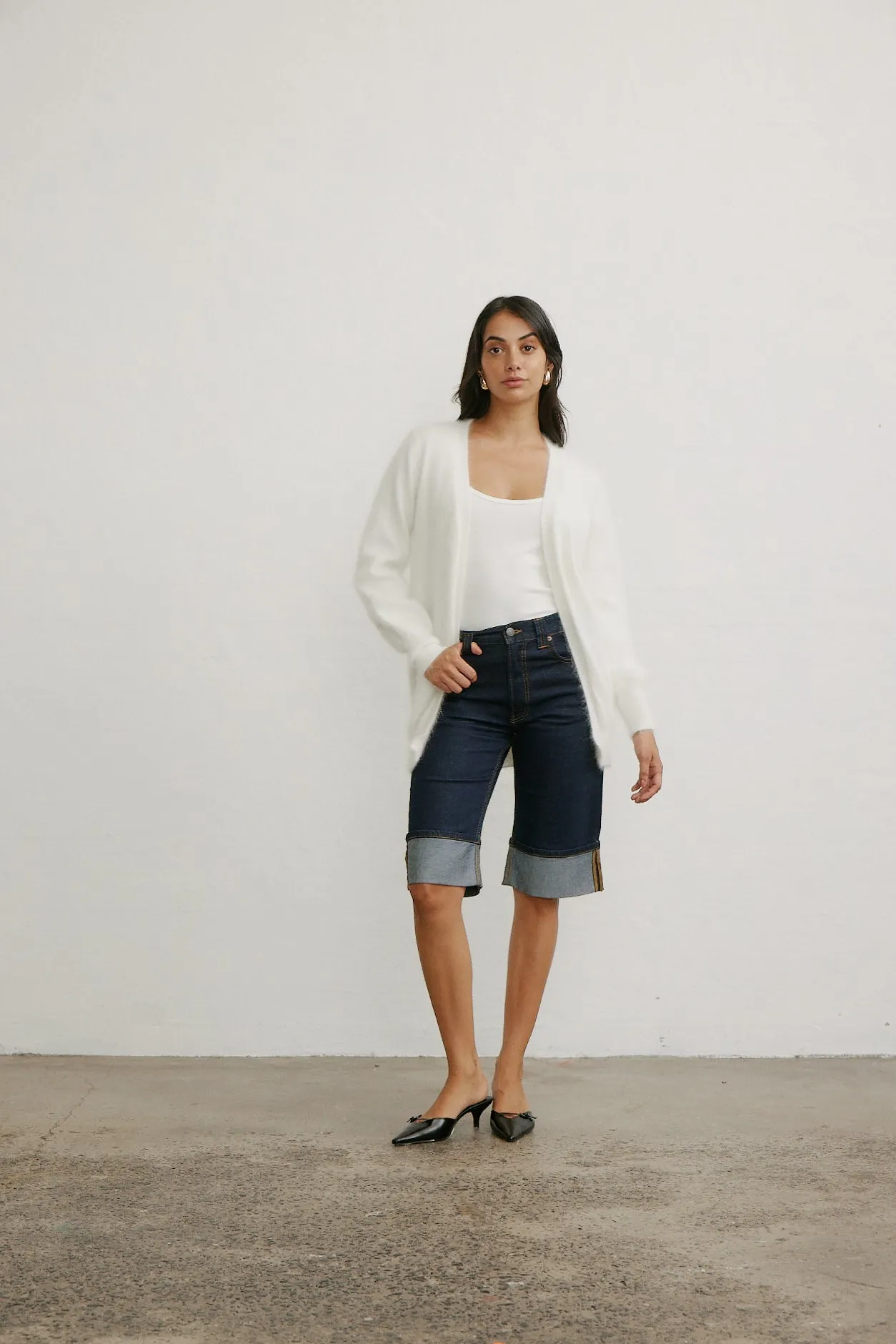 Ella Cashmere Cardigan - Snow