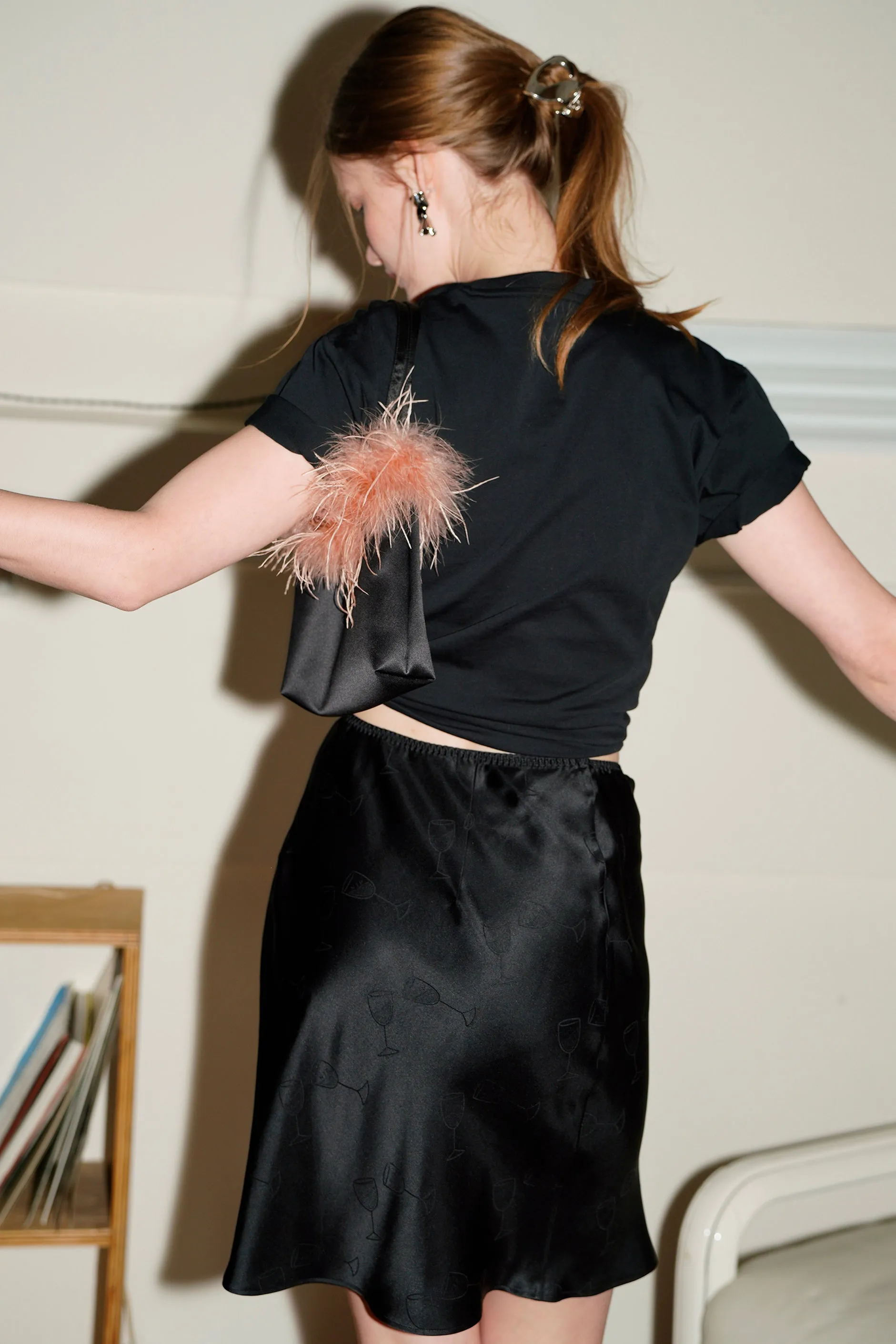 Flowy Silk Jacquard Mini Skirt