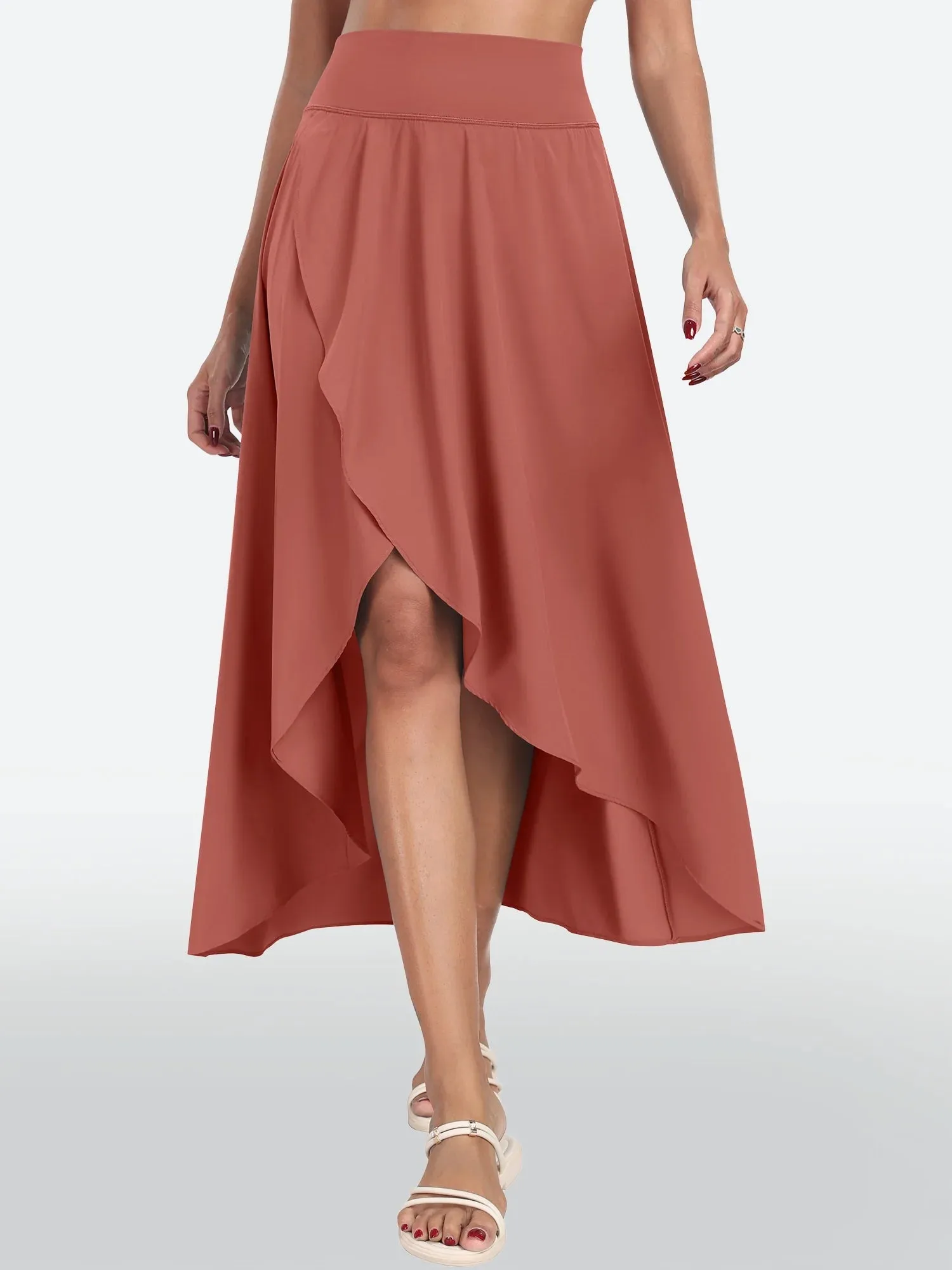 IUGA High Waist Flowy Skirts With Shorts