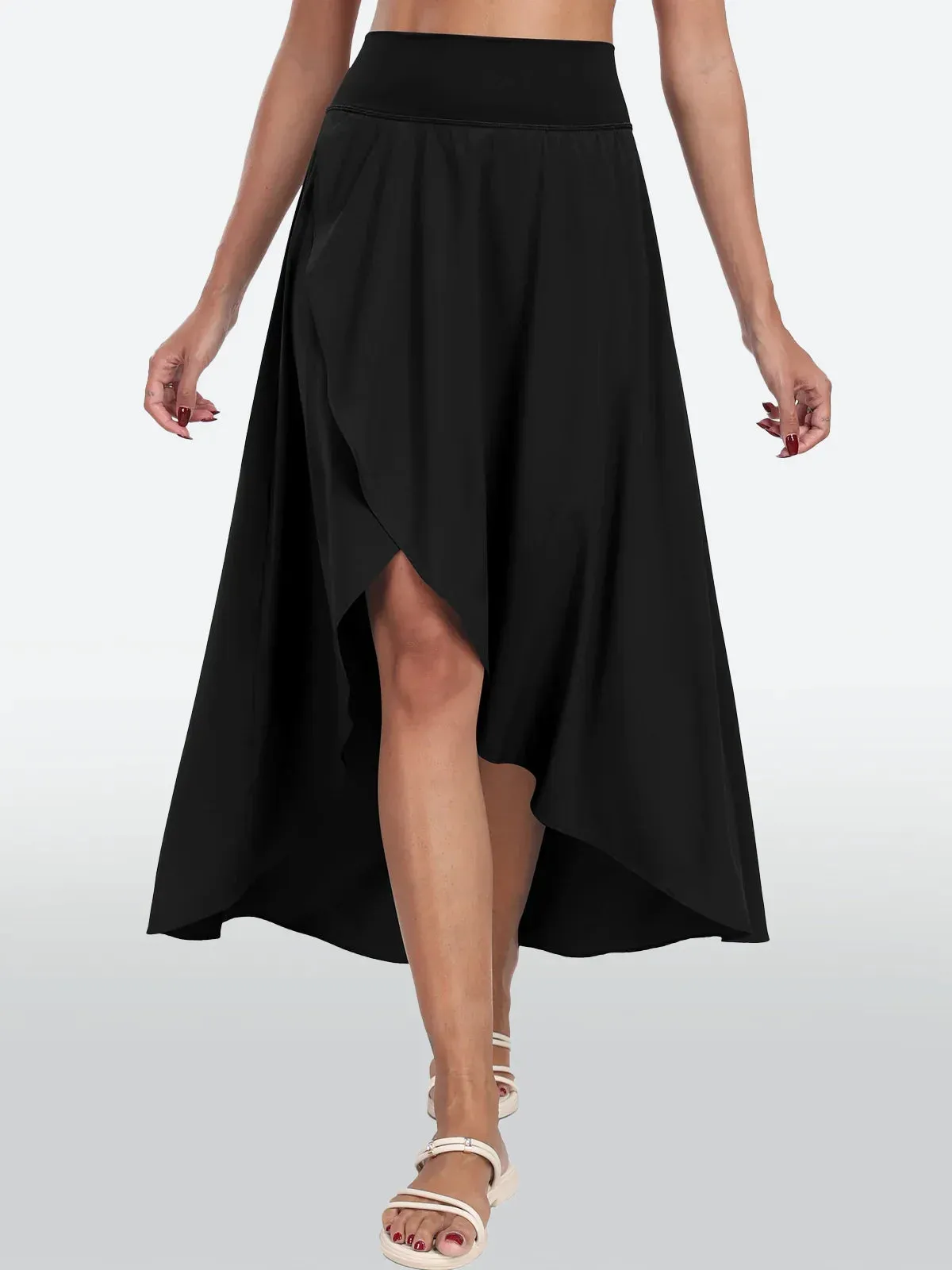 IUGA High Waist Flowy Skirts With Shorts