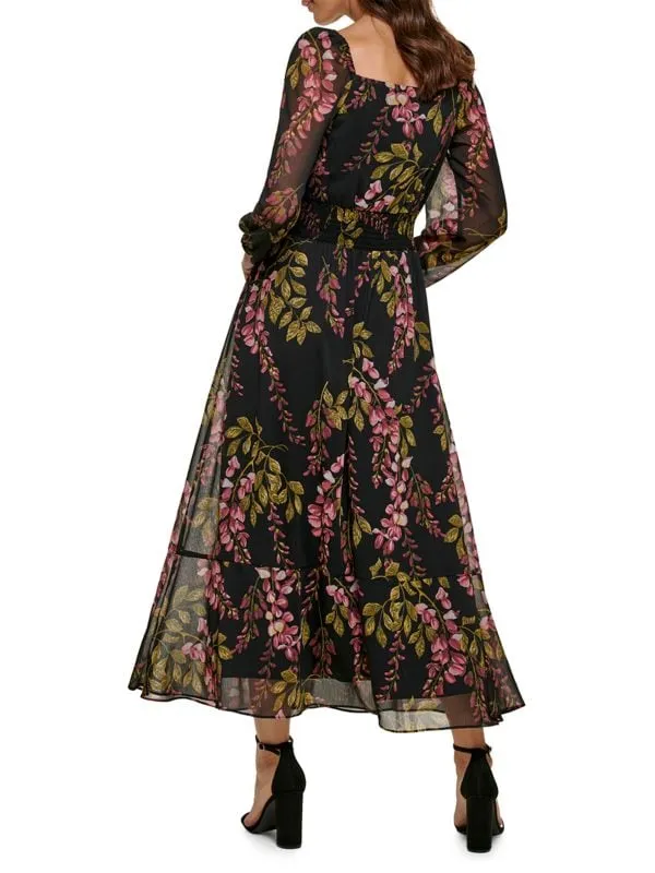 Kensie Floral Maxi Dress, Black