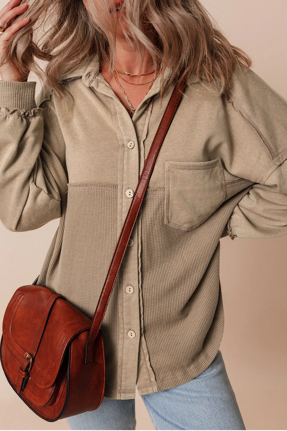 Mineral Wash Textured Loose Fit Shacket