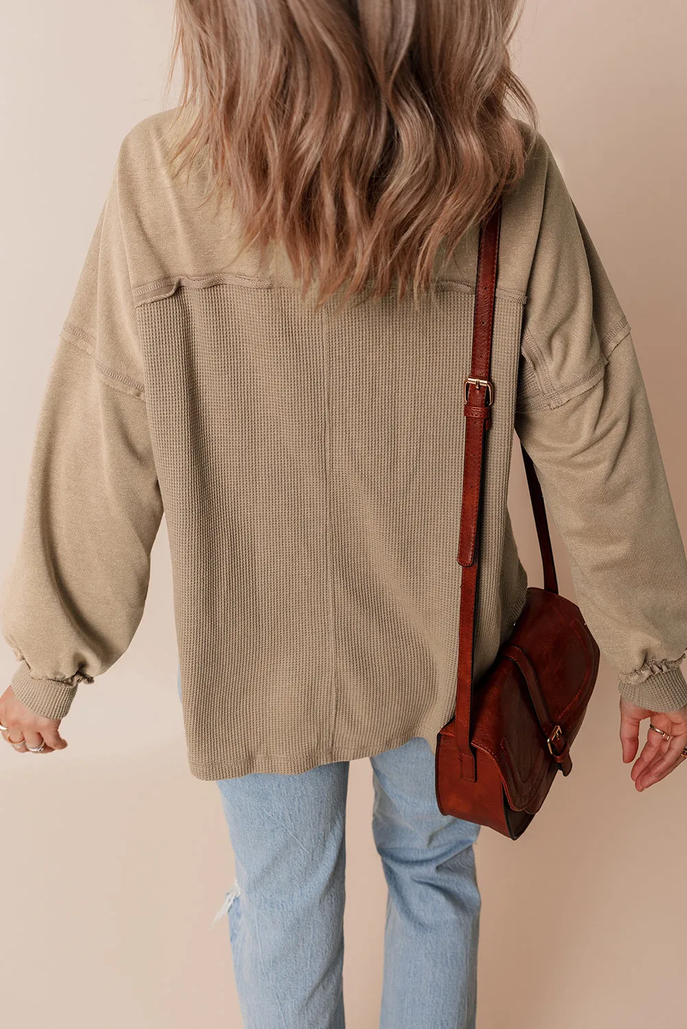 Mineral Wash Textured Loose Fit Shacket