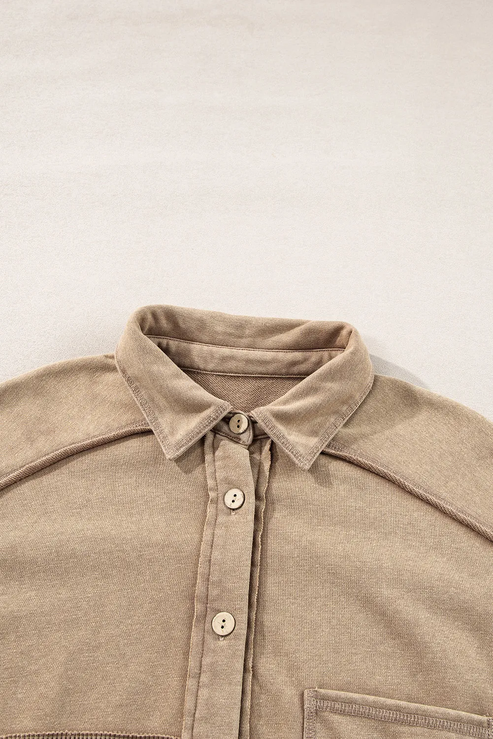 Mineral Wash Textured Loose Fit Shacket