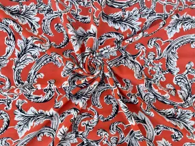 Orange damask print  Woolpeach fabric by the yard - soft flowy fabric