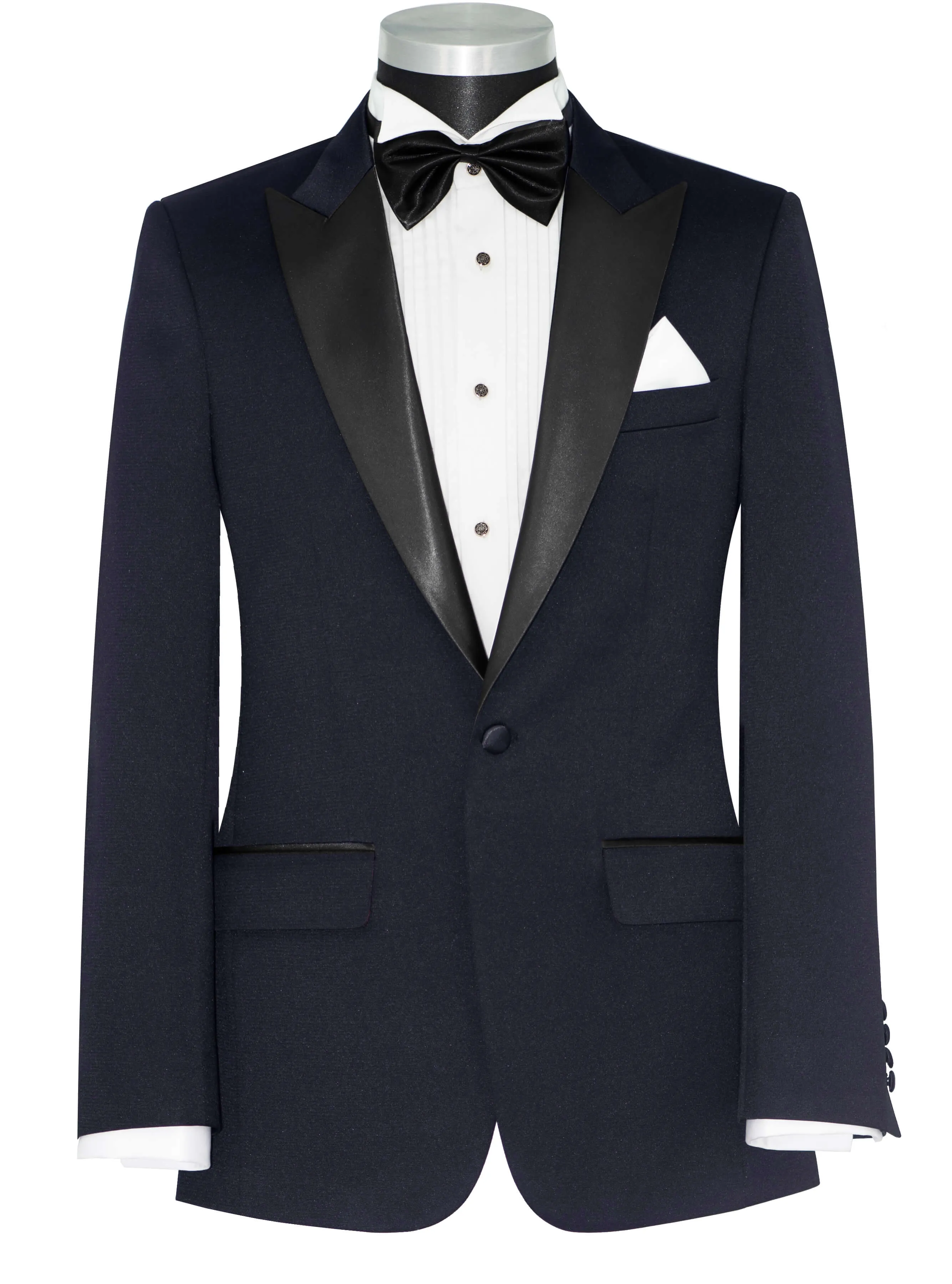 PEAK LAPEL SLIM FIT NAVY BLUE TUXEDO SUIT FOR MEN