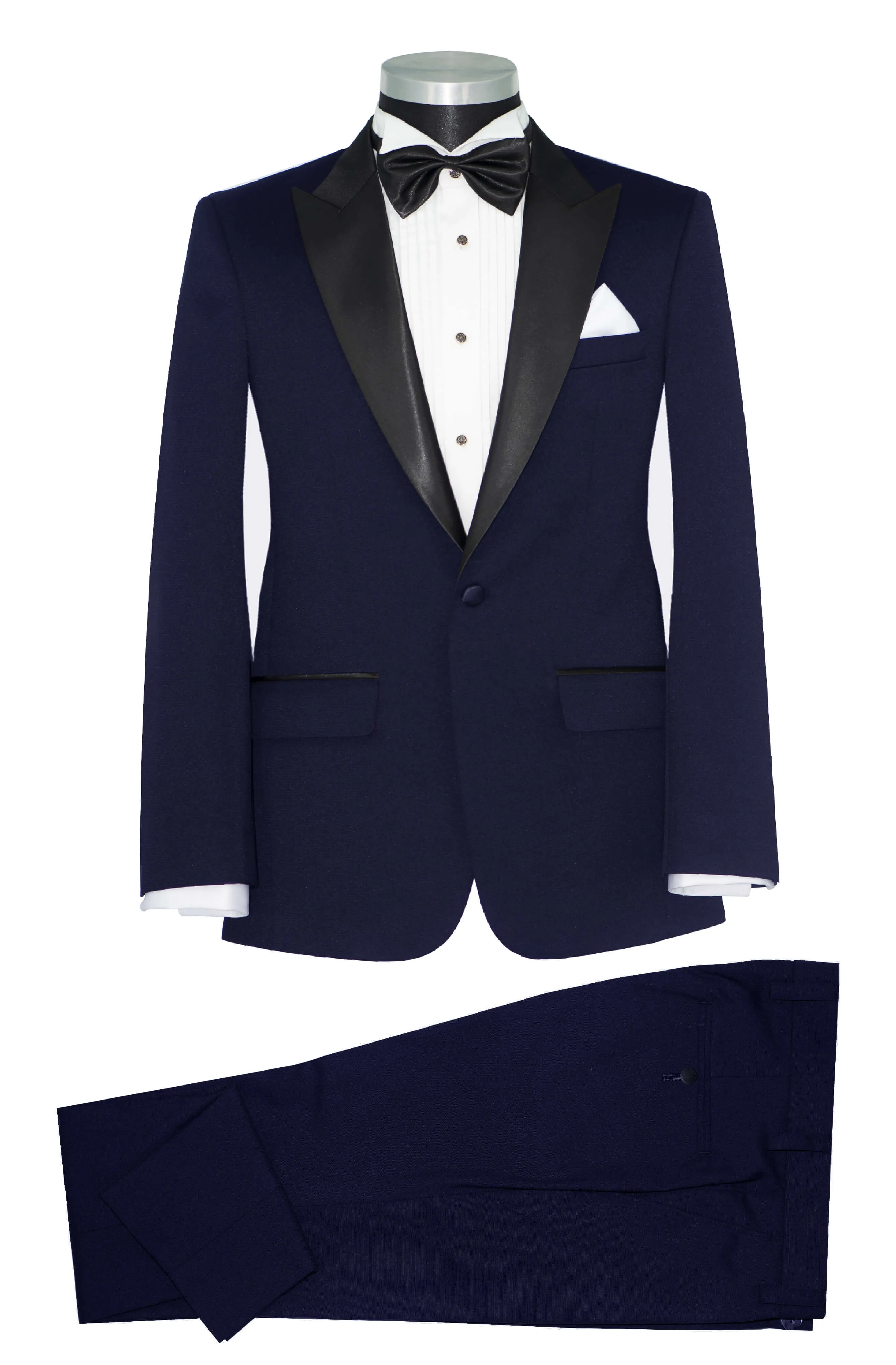 PEAK LAPEL SLIM FIT NAVY BLUE TUXEDO SUIT FOR MEN