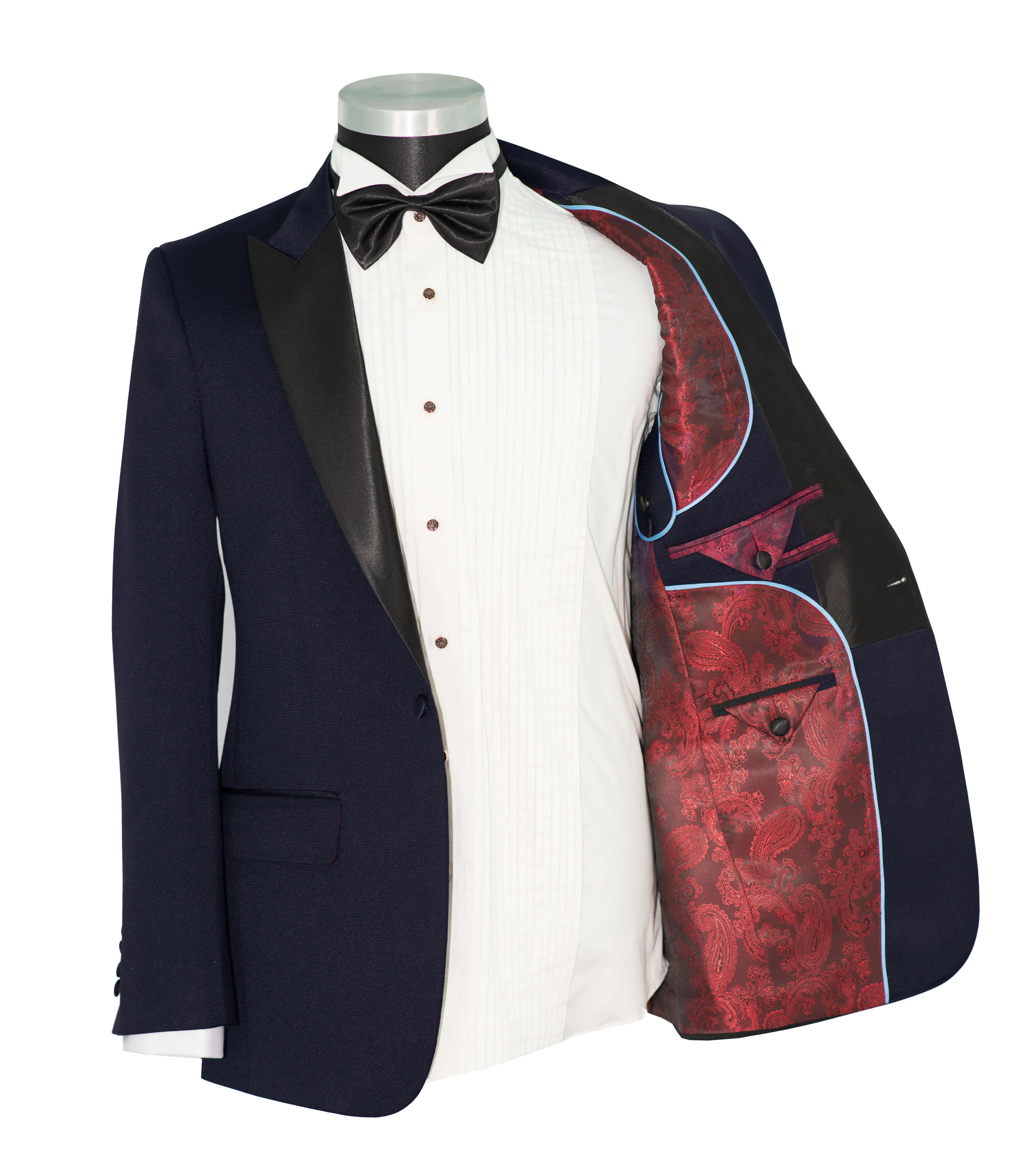 PEAK LAPEL SLIM FIT NAVY BLUE TUXEDO SUIT FOR MEN