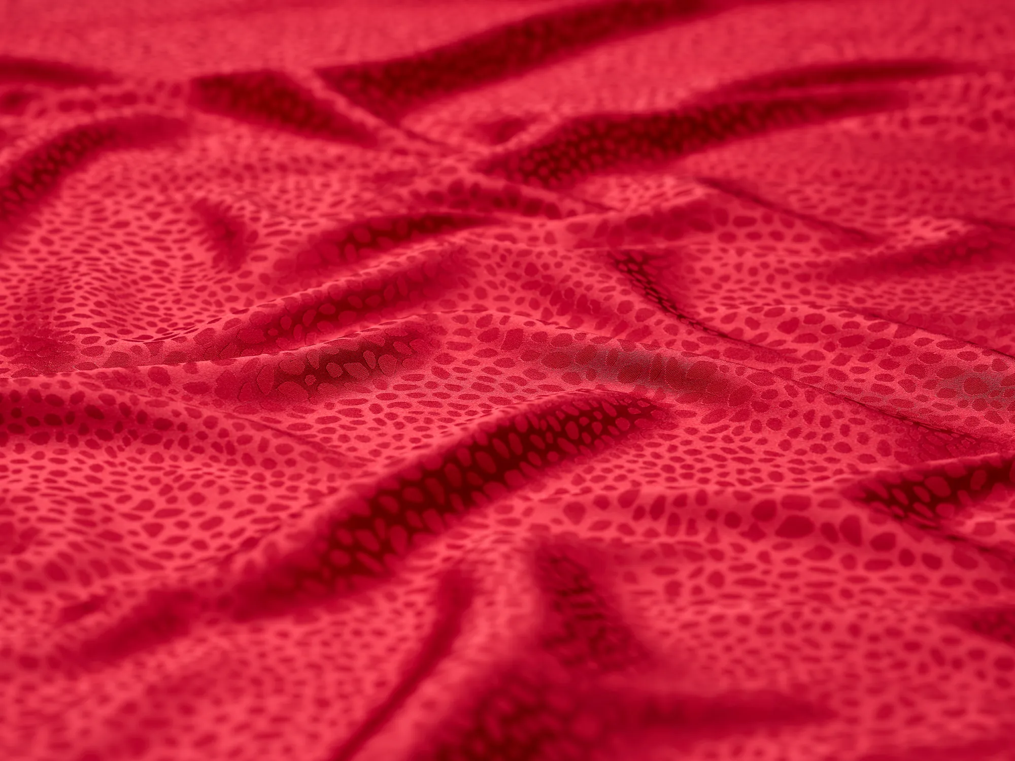 RED SILKY JACQUARD SATIN fabric by the yard - small animal  jacquard pattern - lightweight flowy f