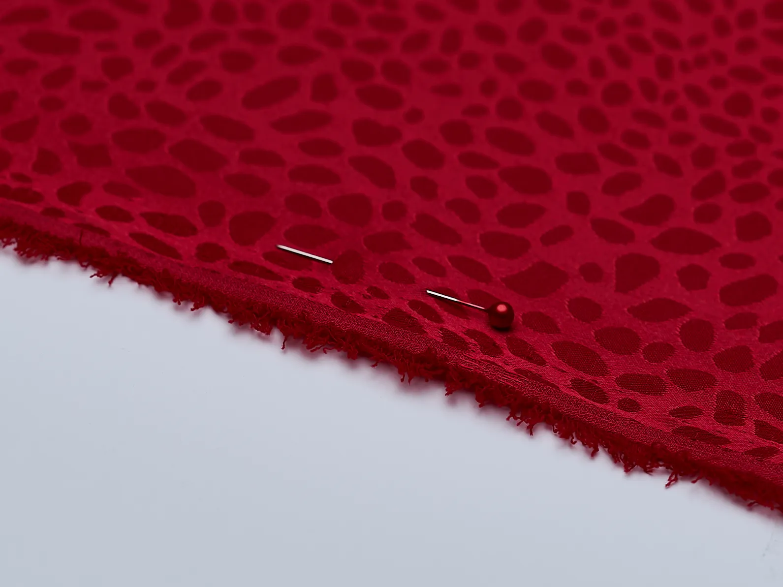 RED SILKY JACQUARD SATIN fabric by the yard - small animal  jacquard pattern - lightweight flowy f