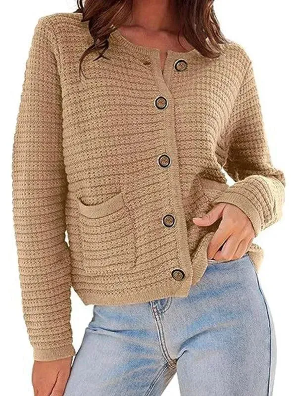 Round Neck Women Cardigan Sweater